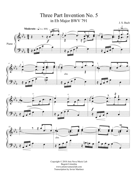 Three Part Invention No 5 In Eb Major Bwv 791 Page 2