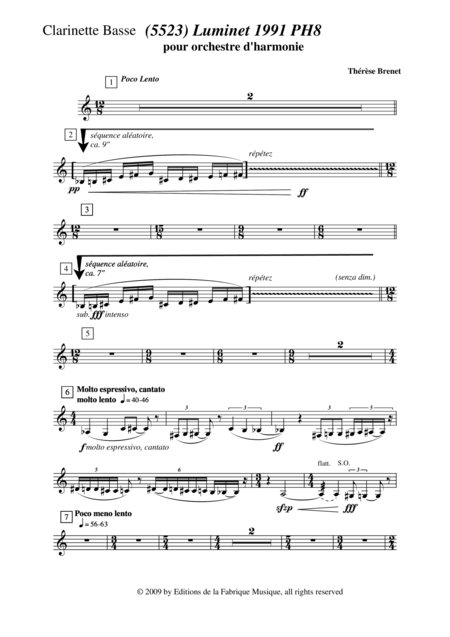 Thrse Brenet 5523 Luminet 1991 Ph8 For Concert Band Bass Clarinet Part Page 2