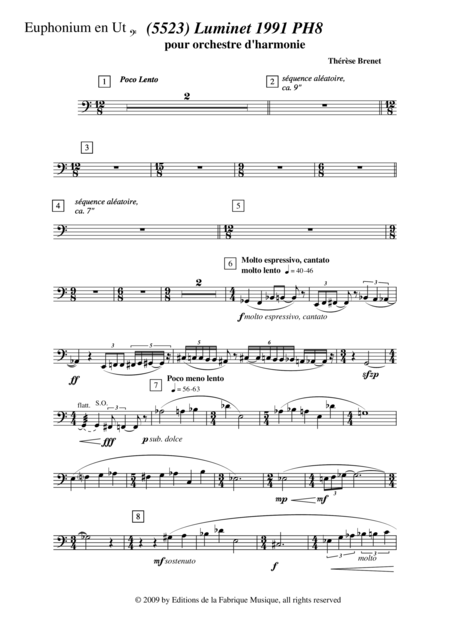 Thrse Brenet 5523 Luminet 1991 Ph8 For Concert Band C Euphonium Baritone Part Bass Clef Page 2