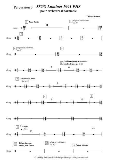 Thrse Brenet 5523 Luminet 1991 Ph8 For Concert Band Percussion 3 Part Page 2