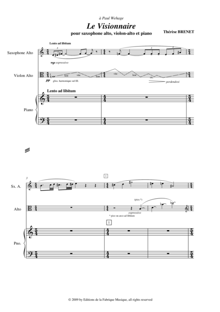 Thrse Brenet Le Visionnaire For Alto Saxophone Viola And Piano Page 2