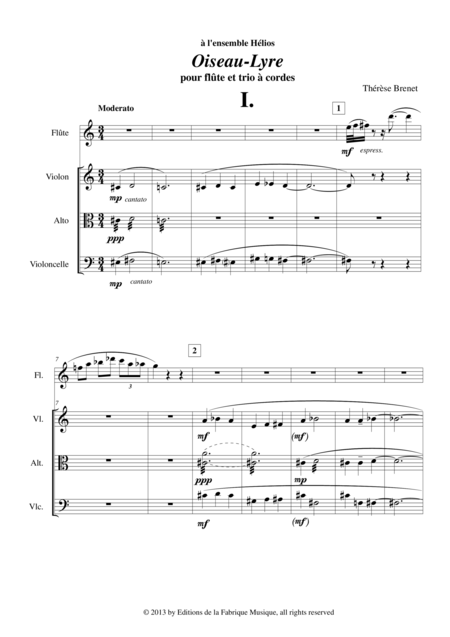 Thrse Brenet Oiseau Lyre For Flute Violin Viola And Violoncello Page 2