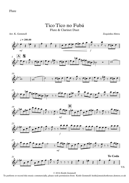 Tico Tico No Fuba Flute Clarinet Duet Page 2