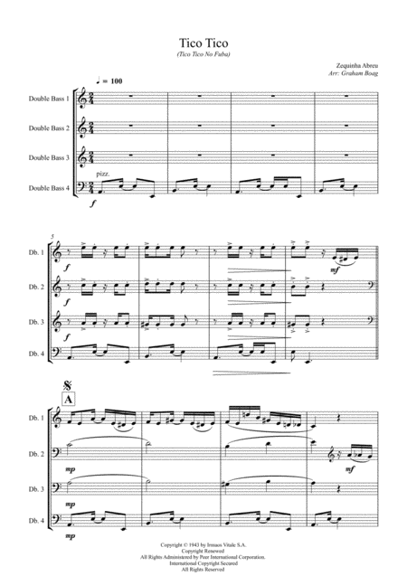 Tico Tico Tico Tico No Fuba For Double Bass Quartet Page 2