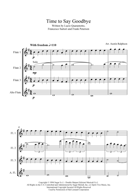 Time To Say Goodbye Con Te Partir Flute Quartet Page 2