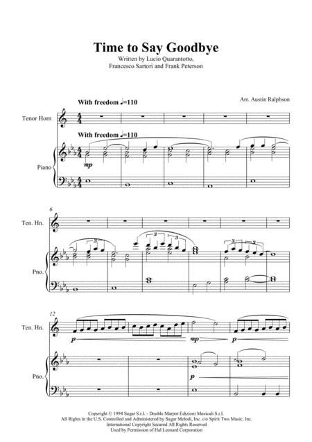 Time To Say Goodbye Con Te Partir Tenor Horn And Piano Page 2