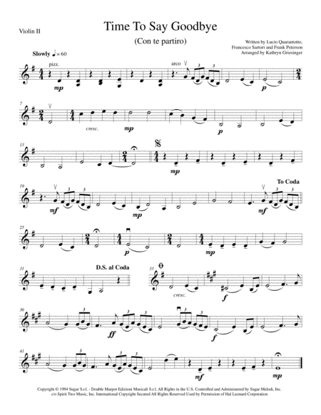 Time To Say Goodbye Con Te Partiro String Quartet Page 2