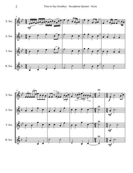 Time To Say Goodbye For Saxophone Quartet Page 2