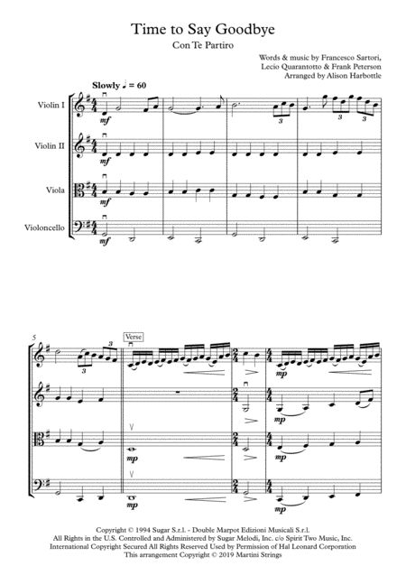 Time To Say Goodbye String Quartet Page 2