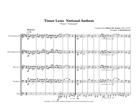 Timor Leste National Anthem For Brass Quintet Page 2