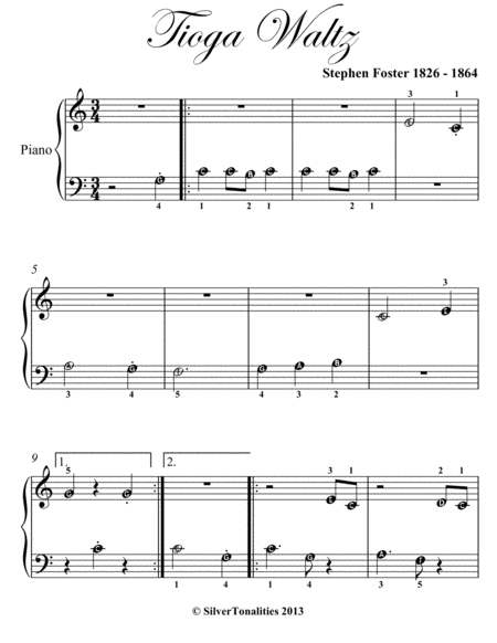 Tioga Waltz Beginner Piano Sheet Music Page 2