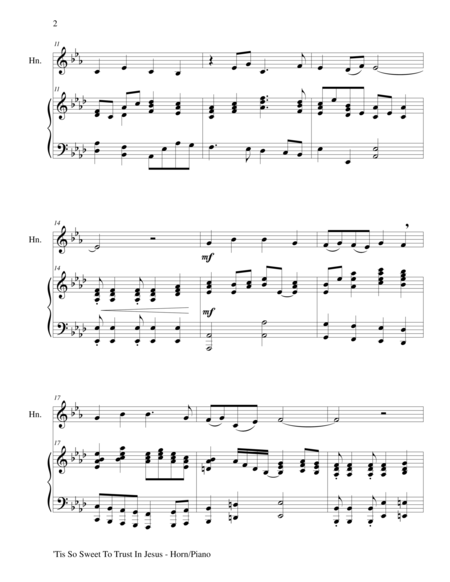 Tis So Sweet To Trust In Jesus Horn Piano And Horn Part Page 2