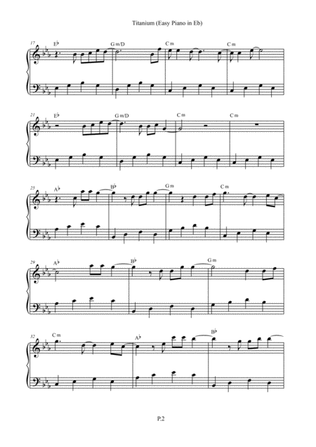 Titanium Easy Intermediate Piano Solo In Published Eb Key 2 Different Levels Version Page 2