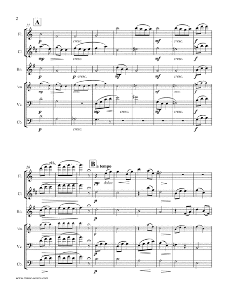 To A Wild Rose Flute Clarinet French Horn Violin Cello And Contrabass Page 2