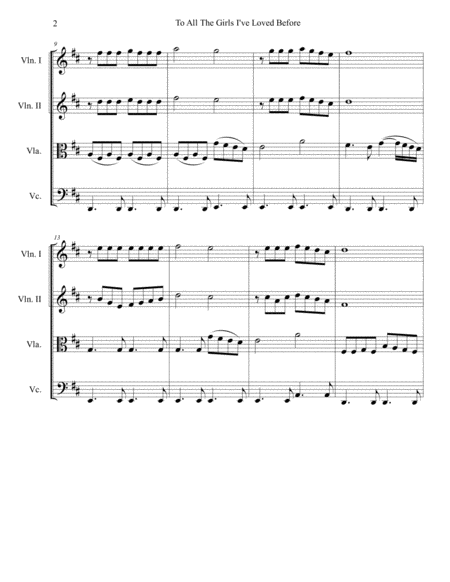 To All The Girls I Ve Loved Before String Quartet Page 2