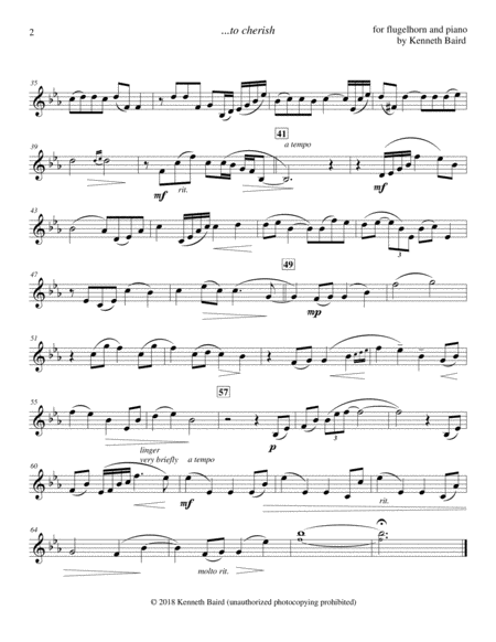 To Cherish Revised For Flugelhorn And Piano Page 2