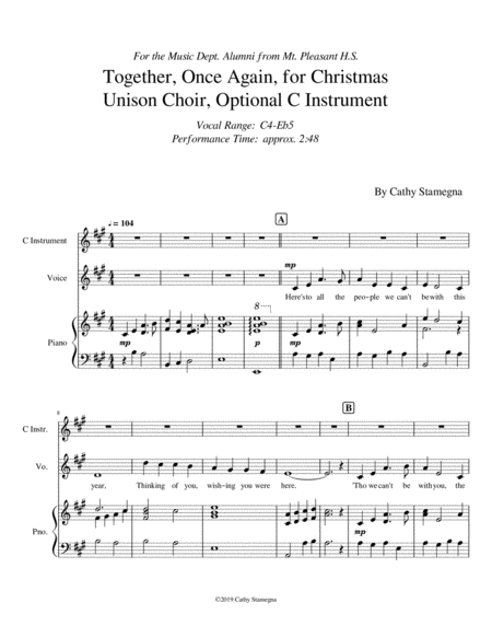 Together Once Again For Christmas Unison Choir Piano Acc Optional C Instrument Page 2