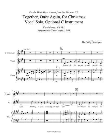 Together Once Again For Christmas Vocal Solo Piano Acc Optional C Instrument Page 2