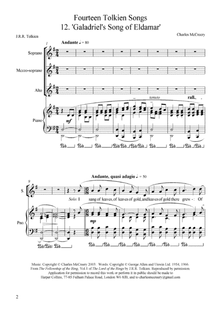 Tolkien Song Galadriels Song Of Eldamar Page 2