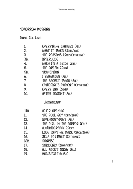 Tomorrow Morning Piano Vocal Score Page 2