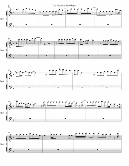 Too Good At Goodbyes Original Key Piano Page 2