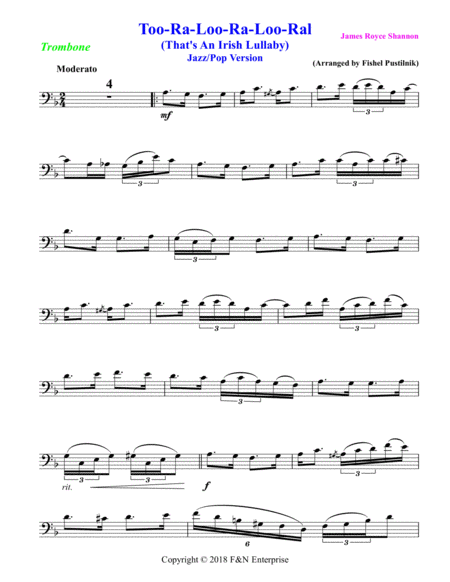 Too Ra Loo Ra Loo Ral For Trombone With Background Jazz Pop Version Page 2