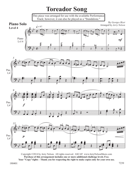 Toreador Song The Bizet 3 For 1 Piano Arrangements Page 2