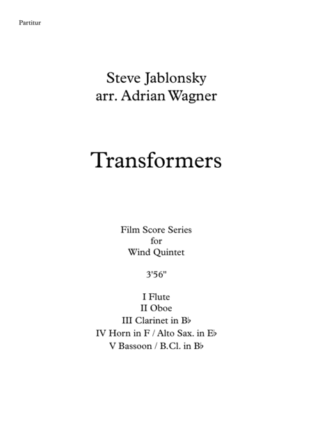 Transformers Steve Jablonsky Wind Quintet Arr Adrian Wagner Page 2