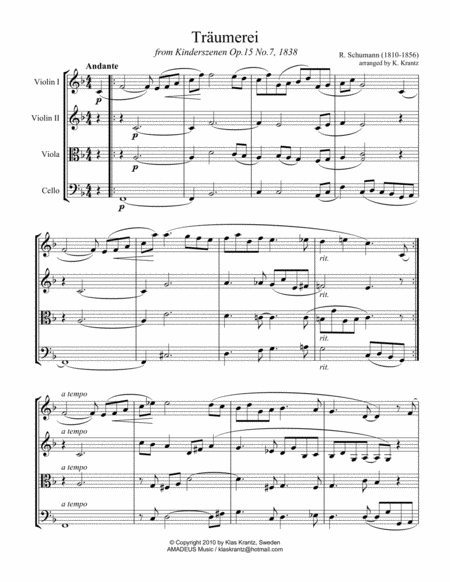 Traumerei Dreaming For String Quartet Page 2