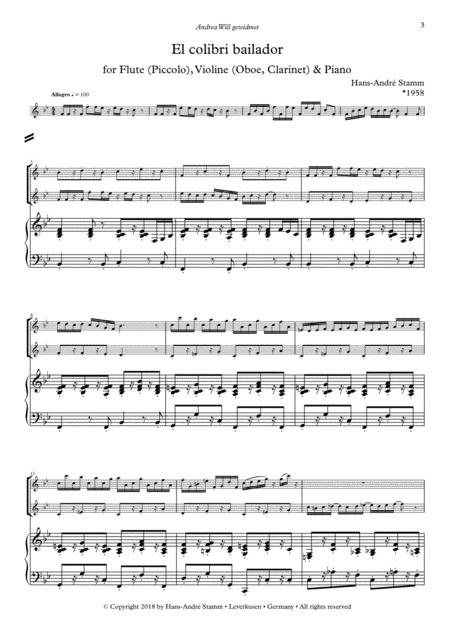 Trio Pieces For Flute Piccolo Violin Oboe Clarinet Piano Vol 3 In Latin Spirit Page 2