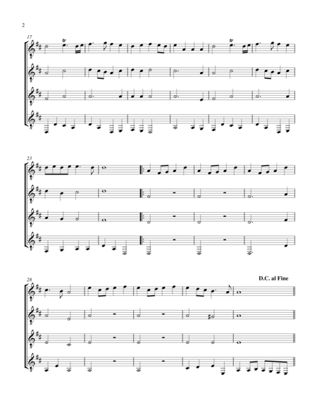 Trumpet Voluntary And Trumpet Tune Guitar Quartet Score And Parts Page 2