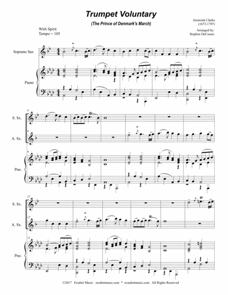 Trumpet Voluntary Duet For Soprano And Alto Saxophone Piano Accompaniment Page 2