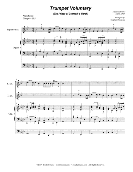 Trumpet Voluntary Duet For Soprano And Tenor Saxophone Organ Accompaniment Page 2