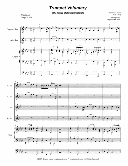 Trumpet Voluntary For Saxophone Quartet Organ Accompaniment Page 2