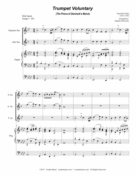 Trumpet Voluntary For Saxophone Trio Organ Accompaniment Page 2