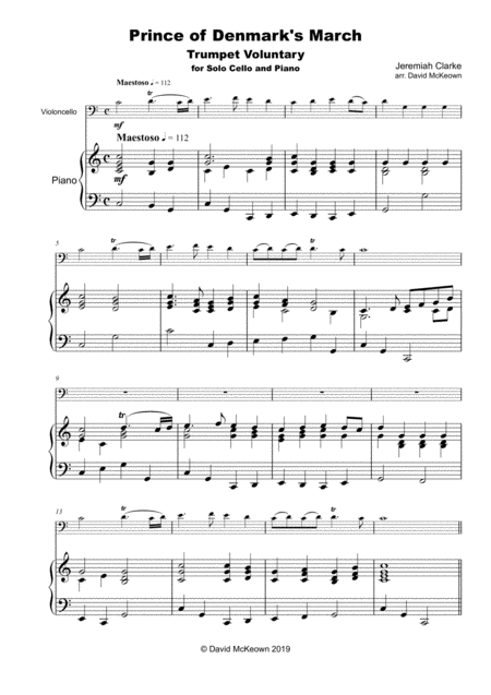 Trumpet Voluntary Prince Of Denmarks March For Solo Cello And Piano Page 2