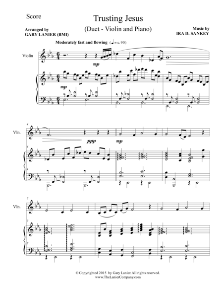 Trusting Jesus Duet Violin And Piano Score And Parts Page 2