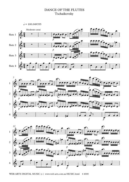 Tschaikovsky Dance Of The Flutes From Nutcracker Suite For 4 Flutes Page 2