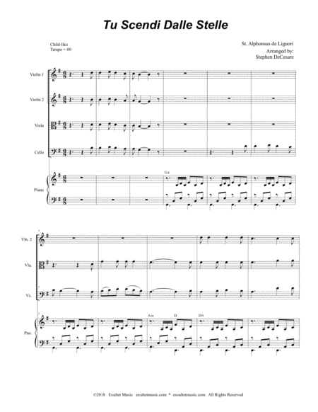 Tu Scendi Dalle Stelle For String Quartet And Piano Page 2