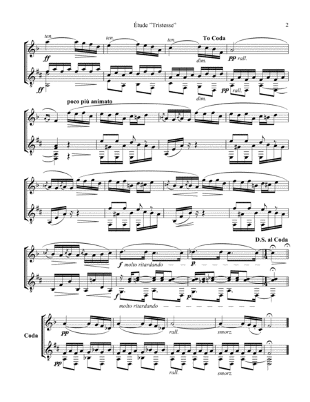 Tude Study Tristesse Op 10 No 3 Abridged For Clarinet And Guitar Page 2