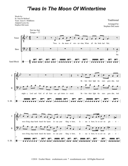 Twas In The Moon Of Wintertime Duet For Tenor And Bass Solo Page 2