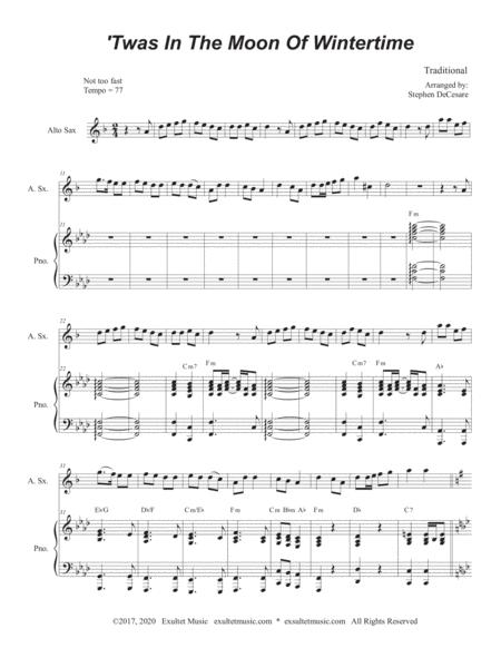 Twas In The Moon Of Wintertime For Alto Saxophone And Piano Page 2