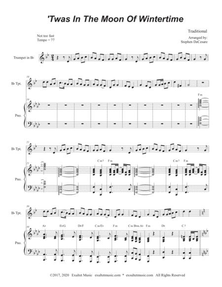 Twas In The Moon Of Wintertime For Bb Trumpet Solo And Piano Page 2