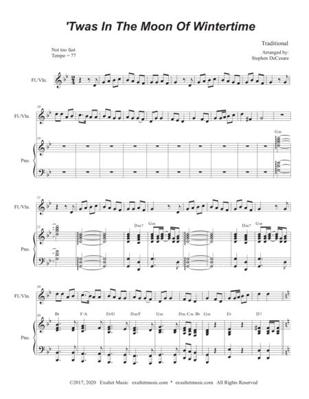 Twas In The Moon Of Wintertime For Flute Or Violin Solo And Piano Page 2