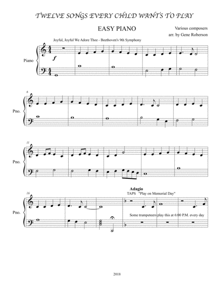 Twelve Easy Songs For Children Easy Piano Page 2