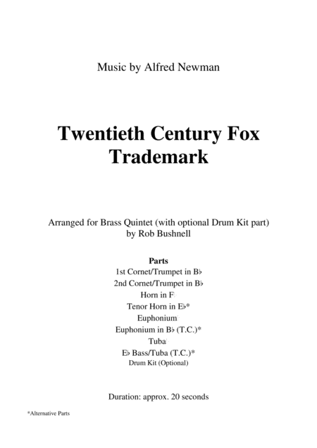 Twentieth Century Fox Trademark Newman Brass Quintet With Optional Percussion Page 2