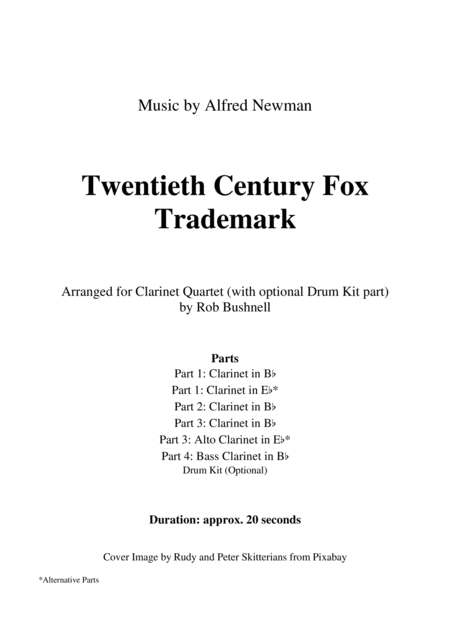 Twentieth Century Fox Trademark Newman Clarinet Quartet With Optional Percussion Page 2