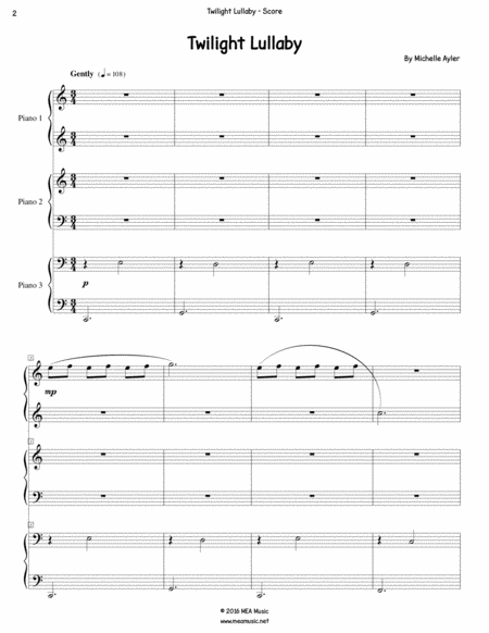 Twilight Lullaby 1 Piano 6 Hands Page 2