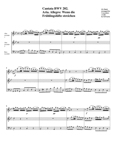 Two Arias From Cantata Bwv 202 Arrangement For 3 Recorders Page 2