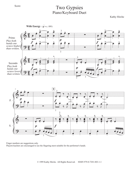 Two Gypsies Piano Keyboard Duet Page 2